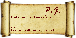 Petrovitz Germán névjegykártya